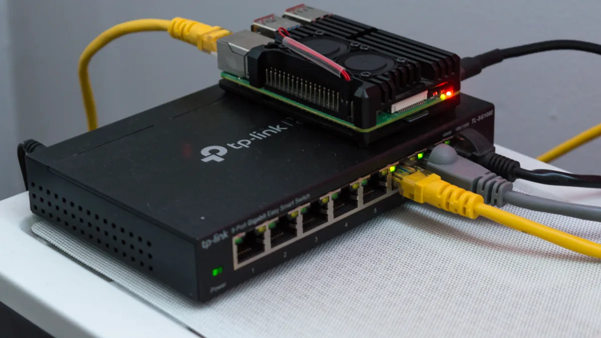 Small computing device connected to a network switch
