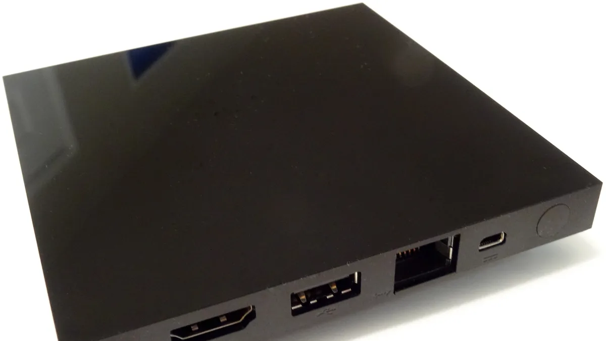 Photo by Justin Ormont, licensed under CC BY-SA 3.0 (Wikimedia Commons) Android TV streaming box connected to a television