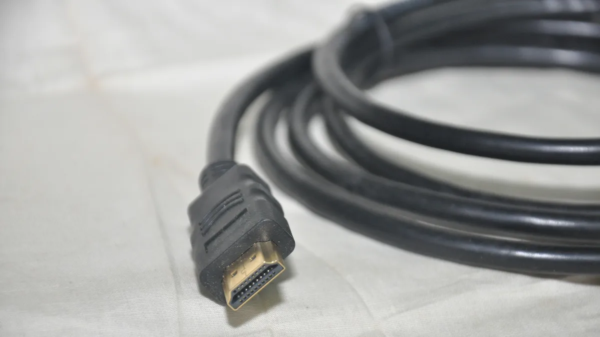 Photo by Kannan shanmugam,shanmugam studio, Kollam, licensed under CC BY-SA 4.0 (Wikimedia Commons) HDMI cable used for a wired television connection